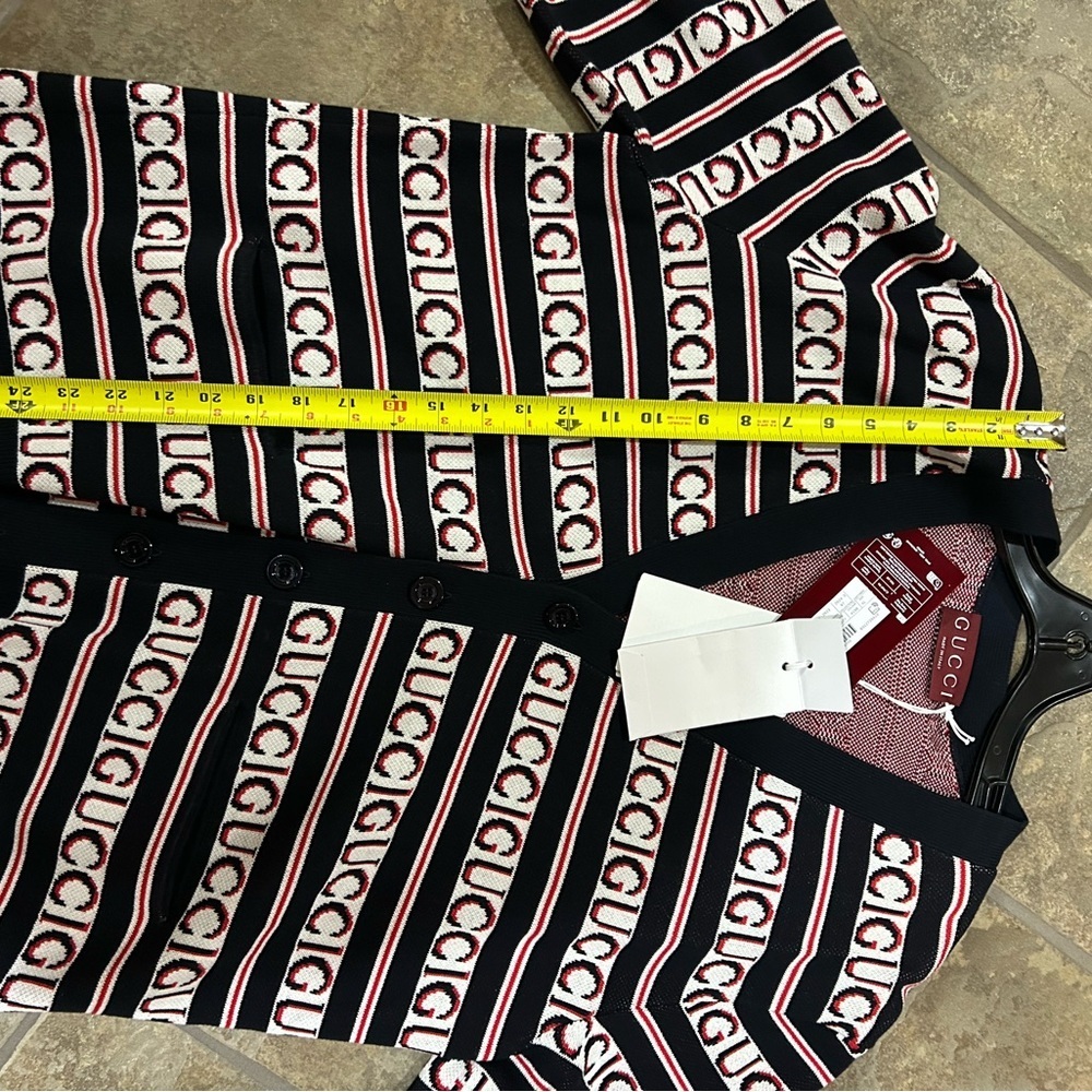 Men's Gucci logo, cotton jacquard cardigan in ink, red and white size XL - Picture 11 of 12